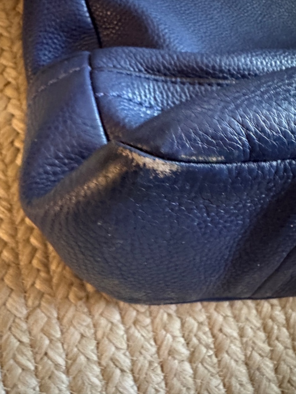 Coach  Blue Pebbled Leather Hobo Shoulder Bag with Teal Accent - Picture 5 of 5
